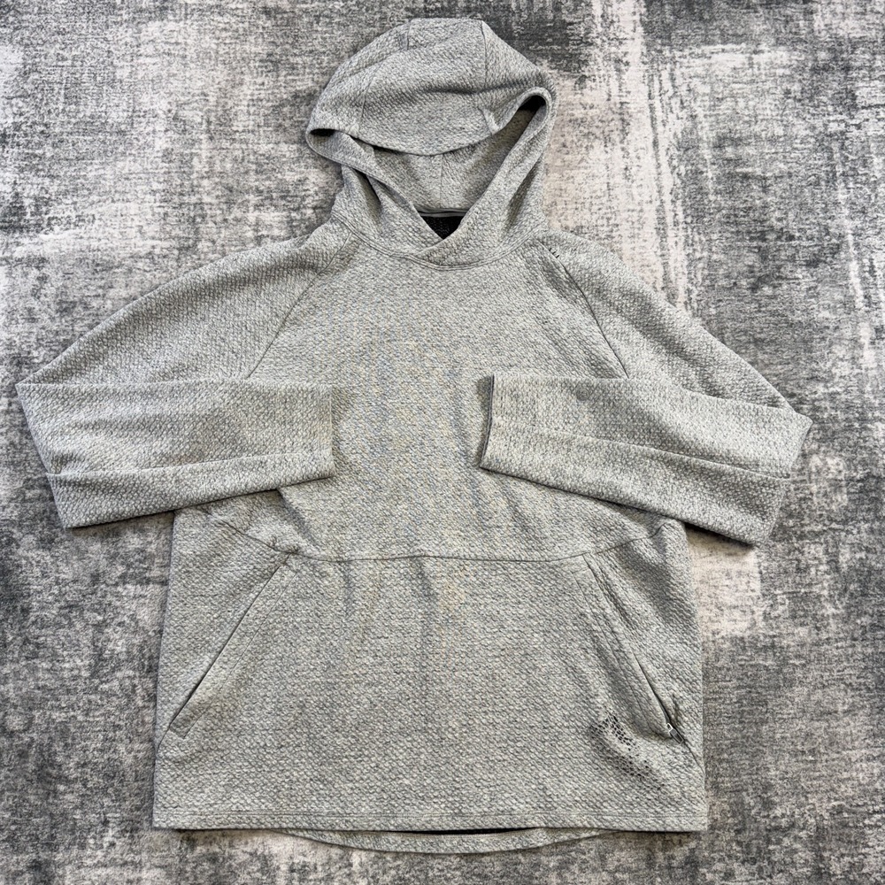 Lululemon At Ease Hoodie Mens Large Gray Waffle Knit Sweatshirt Stretch Training